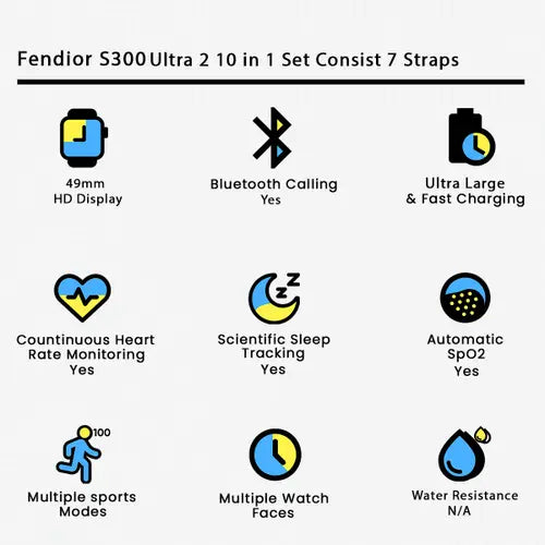 Fendior S300 Ultra 2 7 Straps Smart Watch