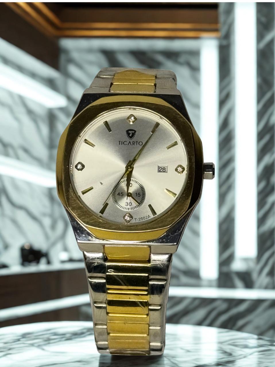 Two Tone Gold Dial Ticarto Nautilus Watch