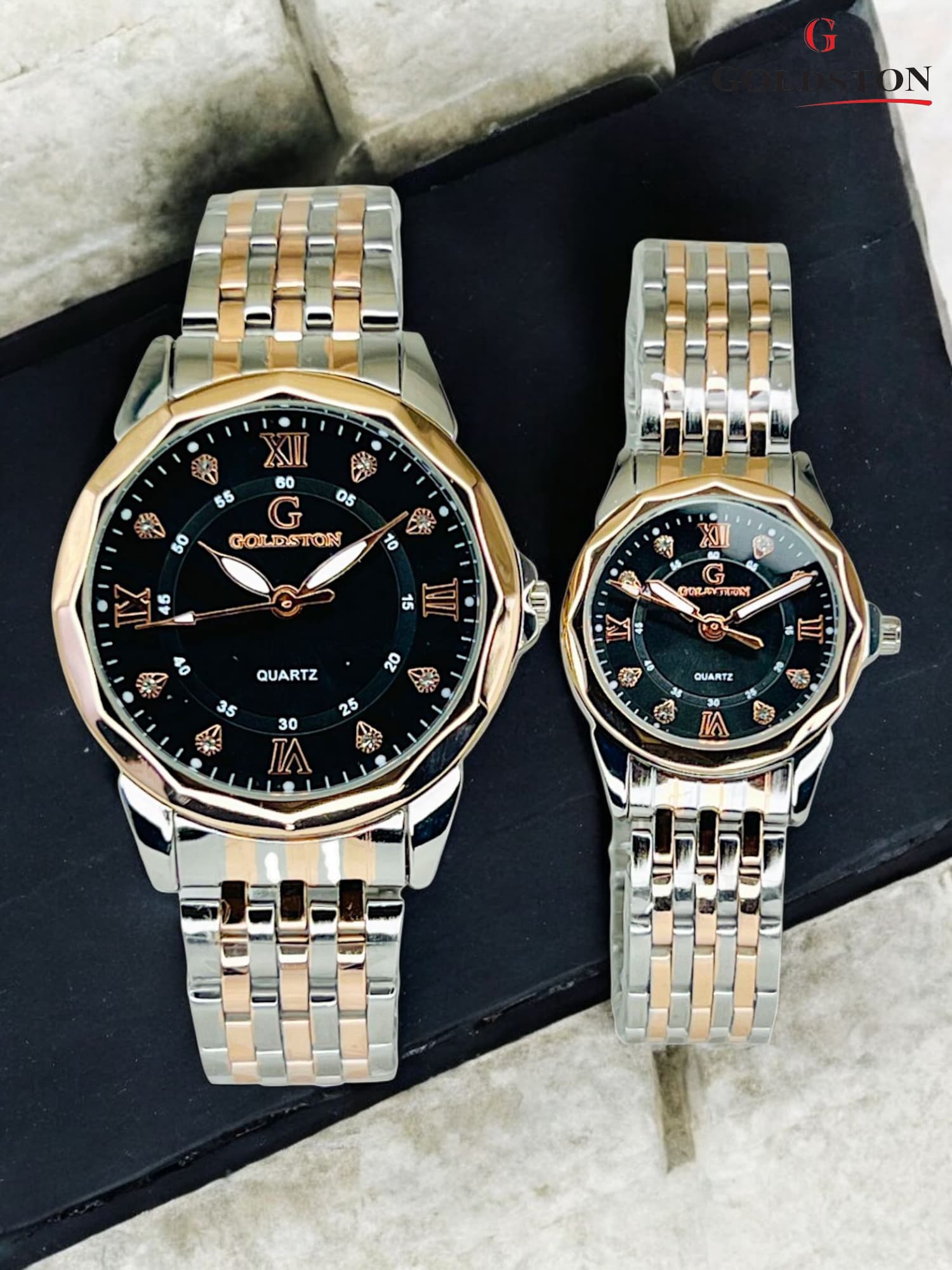 GOLD STONE COUPLE WATCHES